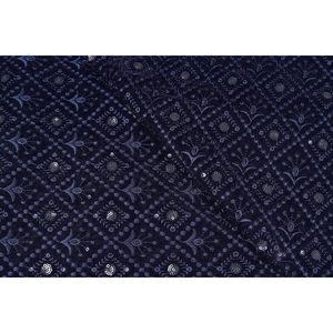 Tissu en velours Triloki noir brodé à motif abstrait, 44 pouces au mètre, pour robes de mariée, artisanat et couture - Product Image 3