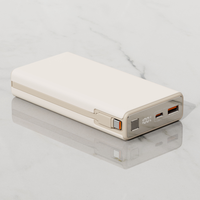 Power Bank 20000mAh 65W PD Pengisian Cepat Teknologi GaN Baterai 21700 Kabel Tipe-C Terintegrasi Kompatibel Laptop Pengisi Daya Portabel
