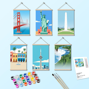 Orfon khu vực kiến trúc kết hợp 6pcs Mini sơn bằng số treo bức tranh DIY trang trí - Product Image 1