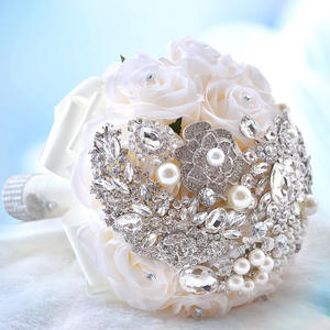 Bouquet de main artificielle vintage romantique de luxe en cristal <span class=keywords><strong>diamante</strong></span> décoration de table de mariage fleurs artificielles - Product Image 5