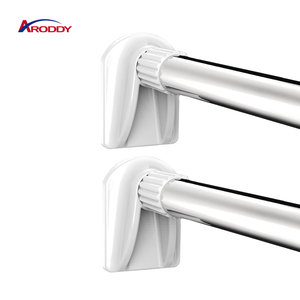 <span class=keywords><strong>Tringle</strong></span> de douche <span class=keywords><strong>pivotante</strong></span> réglable en acier inoxydable télescopique avec capuchons en plastique - Product Image 2