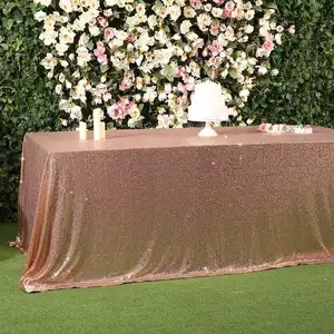משתה באיכות גבוהה מסיבת יום הולדת לחתונה מפת שולחן מרובעת נצנצים 60 x 102 אינץ' מלבנית שמפניה נצנצים מפת שולחן