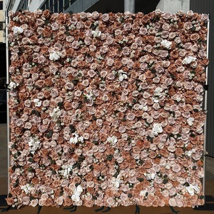 Mur de fleurs artificielles 3D et 5D en roses rouges, design enroulable 8x8 pieds, idéal pour la décoration de mariage - Product Image 5