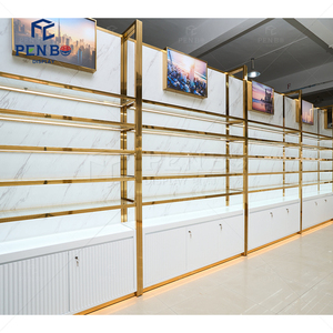 Đồ nội thất thương mại cửa hàng nước hoa bán lẻ tủ trưng bày đồ nội thất trưng bày tùy chỉnh đồ đạc trắng & vàng cho cửa hàng nước hoa - Product Image 2