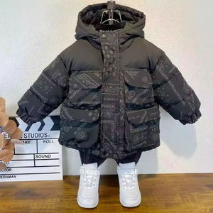 Usine en gros enfants veste d'hiver filles imperméable moelleux brodé veste capuche détachable fermeture à glissière <span class=keywords><strong>pas</strong></span> <span class=keywords><strong>cher</strong></span> épais manteau - Product Image 5