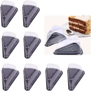 Caixa de plástico descartável para fatias de bolo, caixa triangular transparente para queijo e doces, caixa transparente para fatias de bolo