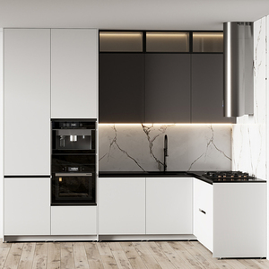 Mobili da <span class=keywords><strong>Cucina</strong></span> Moderni su Misura, Armadietti in Legno Laccato Bianco per Appartamenti, Prodotti in Cina - Product Image 1