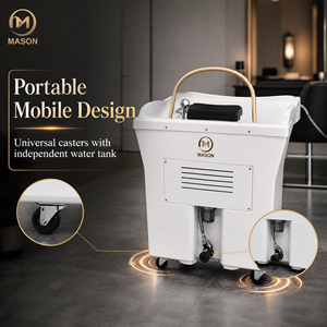 Bac à shampoing et lavabo hydro-massant portable professionnel moderne avec structure en fer noir pour salon, spa, soin du cuir chevelu et lavage des cheveux - Product Image 6
