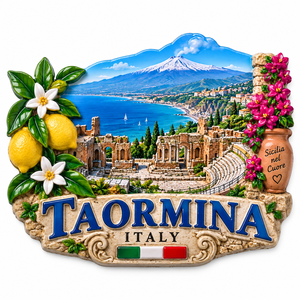 Aimant de réfrigérateur <span class=keywords><strong>en</strong></span> résine WeiVista Taormina Italie, souvenir touristique de la <span class=keywords><strong>Sicile</strong></span>, montagne Etna, fabricant de cadeaux personnalisés <span class=keywords><strong>en</strong></span> gros - Product Image 1