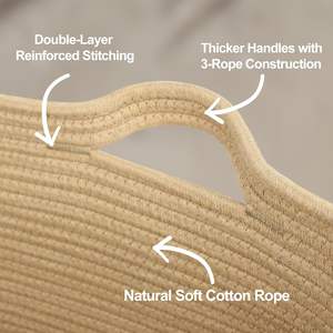 Almacenamiento tejido, organizador de almacenamiento de juguetes <span class=keywords><strong>para</strong></span> bebés, cesta tejida <span class=keywords><strong>para</strong></span> <span class=keywords><strong>ropa</strong></span>, cesta de cuerda de algodón <span class=keywords><strong>para</strong></span> guardería, cesta de almacenamiento de juguetes con <span class=keywords><strong>etiquetas</strong></span> - Product Image 3