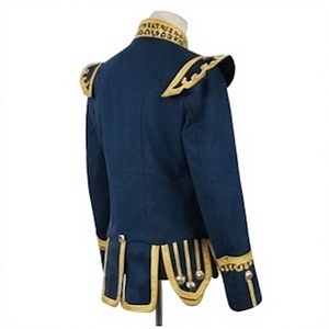 Veste doublette écossaise pour homme en laine, style uniforme, avec bande brodée, col montant, fermeture boutonnée, imperméable, taille large, hiver - Product Image 4