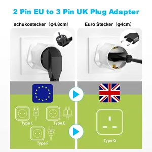UK 13A Power Adapter Single Socket Travel Adaptor EU UK Converter Plug Charger Safety Features PC Material Home OEM Customizable