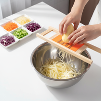Groentehakker Mandoline Snijder Ui Aardappel 4.0mm Extra Grote Julienne Massief Houten Handmatige Professionele Roestvrijstalen Messen