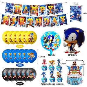 Nuevo Set <span class=keywords><strong>de</strong></span> Decoración <span class=keywords><strong>de</strong></span> Cumpleaños para Niños con Globos <span class=keywords><strong>de</strong></span> Látex con Diseño <span class=keywords><strong>de</strong></span> <span class=keywords><strong>Sonic</strong></span> the Hedgehog, Pancarta y Adorno para Pastel - Product Image 2