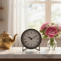 Horloge de table ronde en métal