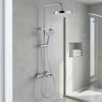 Ensemble de robinetterie de douche en laiton avec douchettes à jet pluie et douchette à main, système de douche mural pour la rénovation de salles de bain d'appartements