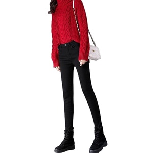 Pantalones Vaqueros Ajustados de Terciopelo Grueso <span class=keywords><strong>para</strong></span> Mujer, Cintura Alta, Cálidos, Elásticos, Casuales, Tipo Tubo, <span class=keywords><strong>para</strong></span> <span class=keywords><strong>Adolescentes</strong></span> - Product Image 1