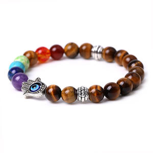 Bpiedra curativa de siete Chakras, cuentas de Fátima, pulsera de piedra de Palma de ojo - Product Image 5