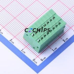 JL141R-25408GA1 Spring Terminal Block Bent Lead Through Hole,P=2.54mm Connector 1x8P 2.54mm Green Right Angle Insert - Product Image 2