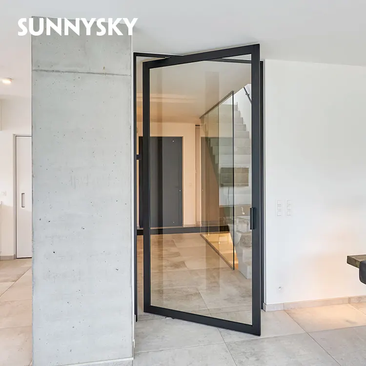 XIYATECH, профессиональный дизайн, алюминиевая стеклянная Поворотная дверь, входная дверь для дома