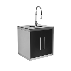 Meuble de <span class=keywords><strong>cuisine</strong></span> moderne modulaire écologique ignifuge en acier inoxydable avec évier intégré - Product Image 1