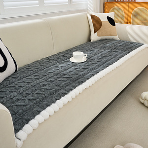 Coussins de canapé en peluche épais style crème antidérapants pour baie vitrée, coussin de siège de salon couleur unie en fibre de polyester, taille moyenne - Product Image 1