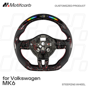 Volante de Fibra de Carbono Forjado Rojo Personalizado con Pantalla LED de RPM para Volkswagen Golf GTI R MK6 Jetta GLI 2010-2014 - Product Image 2
