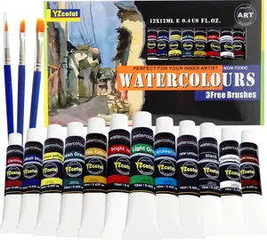 Eabor Professional High Quality Art Drawing Paint 12ml 12 Colors Watercolor Paint Set For Artist Painting