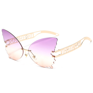 Gafas de sol THREE HIPPOS con forma de mariposa, marco de metal, sin montura, coloridas, para fiestas, novedad de 2020 - Product Image 5