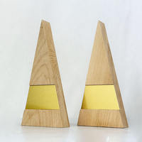 Trophée en bois personnalisé avec plaque métallique, forme triangulaire, trophées en bois pour récompenses