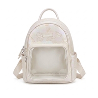 Sac à dos mignon en PU imperméable avec fenêtre transparente en PVC pour poupées, mini sac de rangement unisexe pour jouets Labubu Pop Mart, sac d'école personnalisable avec logo