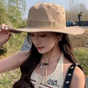 Sombrero de Pescador de Ala Ancha, Protección Solar, Transpirable, para Exteriores, Unisex, Color Sólido, Poliéster - Product Image 2