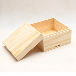 Wooden Storage Box Rectangle Pine Color Covered For Home Kitchen Living <b>Room</b> Use - Product Image 1