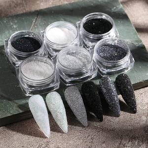 Holographic Nail Glitter Charm 6 Jars, Colorful Blue, Black, Purple Nail <b>Art</b> Powder Craft <b>Sequins</b> Dust - Product Image 5
