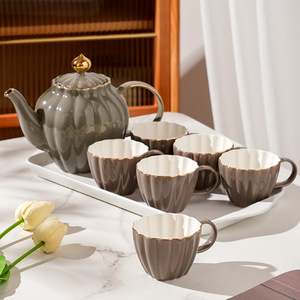 Nordic Green <b>Tea</b> <b>Set</b> Ceramic Teapot and Cups <b>Set</b> Porcelain Blue <b>Tea</b> <b>Pot</b> <b>Set</b> with Tray - Product Image 3