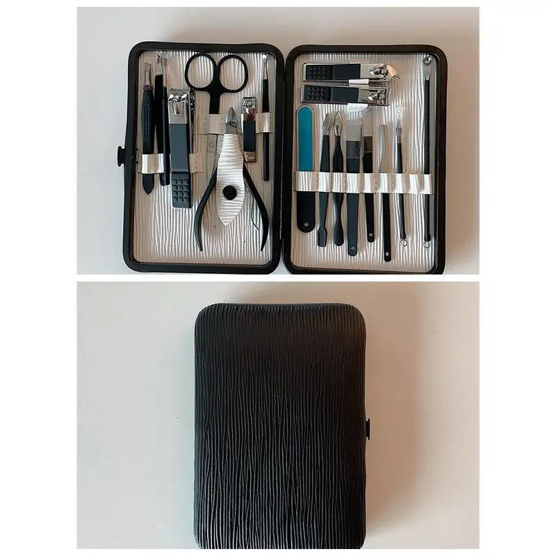 18 unidades/juego de cortaúñas para manicura personal, kit de aseo para manicura y pedicura