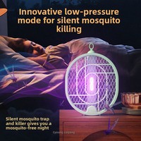 Raquette électrique anti-moustiques rechargeable, pliable, avec lampe attractrice et tue-moustiques automatique pour la maison