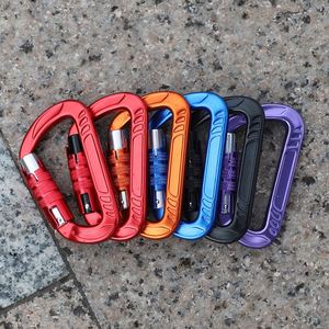 D-Shape Auto <b>Lock</b> Aluminum Carabiner 12KN for Rock Climbing Hiking Hooks Black Red Blue Colors High Strength <b>Portable</b> Custom - Product Image 2