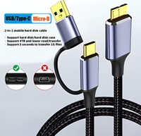 Cable de Datos 2 en 1 USB-C 3.0 de 5 Gbps, Aleación de Aluminio, Micro B, Blindaje de Nailon Trenzado, para Disco Duro Externo