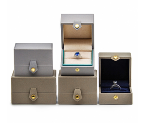 Caja de Joyería de Piel Sintética de Lujo con Botones, Diseño 2022, Elegante Caja para Anillos de Boda, Empaque de Regalo, Caja para Colección de Joyas - Product Image 3