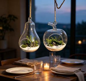 Nuovo Arrivo: Vaso in Vetro a Forma di Frutta Personalizzato, Terrario in Vetro Trasparente <span class=keywords><strong>da</strong></span> Appendere per Decorazione di Casa, Finestre, Pareti e Giardino - Product Image 5