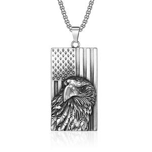 Collar de acero inoxidable con colgante con temática de águila y bandera, joyería de regalo unisex - Product Image 5