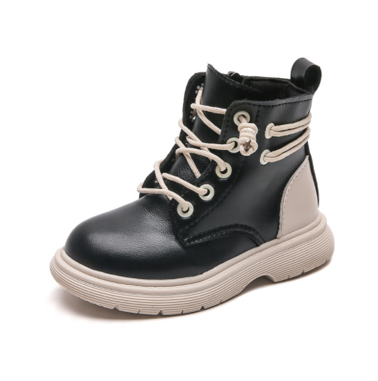 UP-3416r Girls Shoes Autumn Winter Kids PU Leather Zipper Snow Boots for Children