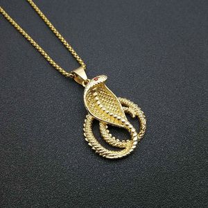 Yunnique – collier avec pendentif Cobra en acier inoxydable plaqué or, avec pierre rouge, design animal, bijoux cadeau pour hommes - Product Image 2