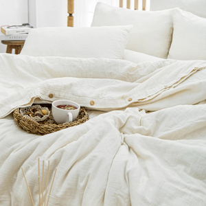 Housse de couette en mousseline certifiée GOTS, ensemble de linge de lit en gaze de luxe, ensemble de housse de couette en mousseline biologique - Product Image 2