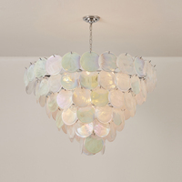 Lustre personnalisé pour restaurant de style villa nordique romantique, structure en fer, luminaires suspendus, verre artisanal, lustre LED pour salle à manger
