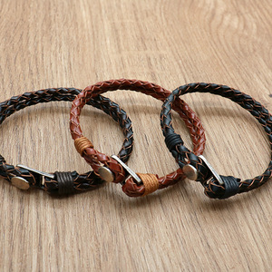 Fabbrica di nuovo arrivo a buon mercato Vintage eleganti bracciali in pelle intrecciata marrone per gli uomini gioielli <span class=keywords><strong>accessori</strong></span> di moda - Product Image 3