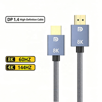 Hoge kwaliteit DP Ver 1.4 8K 60Hz nylon gevlochten aluminium mannelijke dubbelzijdige kabel voor gamingmonitor, laptop, tv, projector