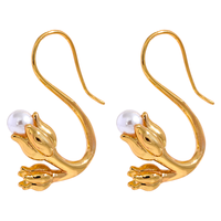 JINYOU 1398 Mode Künstliche Perlen Tulpe Blumen ohrringe 18 Karat PVD Gold Farbe Charme Kupfer Modeschmuck Gala Geschenk