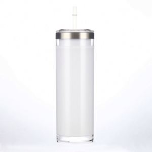 25pcs Sublimation 20oz <b>Snowglobe</b> Straight Glitter Soda Beer Coffee Snow Globe Tumbler Mug with Lid Straw Gifts - Product Image 1